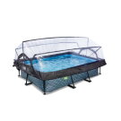 Piscina EXIT Stone 220x150x65cm con pompa filtro e copertura - grigio