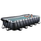 Piscina EXIT Black Leather 540x250x100cm con pompa filtro a sabbia e copertura - nero