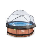 Piscina EXIT Wood &oslash;244x76cm con pompa filtro e copertura - marrone