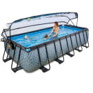 Piscina EXIT Stone 540x250x122cm con pompa filtro a sabbia e copertura - grigio