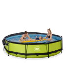Piscina EXIT Lime &oslash;360x76cm con pompa filtro e pensilina - verde