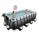 Piscina EXIT Black Leather 400x200x122cm con pompa filtro a sabbia e copertura - nero