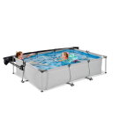 EXIT Soft Grey pool 300x200x65cm with filter pump and canopy - grey