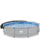 Piscina EXIT Soft Grey ø360x76cm con pompa filtro e pensilina - grigio
