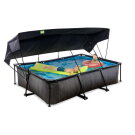 Piscina EXIT Black Wood 300x200x65cm con pompa filtro e pensilina - nero
