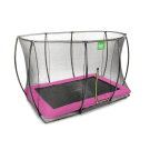 Trampolino elastico interrato EXIT Silhouette 244x366cm con rete di sicurezza - rosa