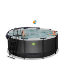 Piscina EXIT Black Leather ø360x122cm con pompa filtro a sabbia e copertura e pompa di calore - nero
