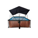 Piscina EXIT Wood 220x150x65cm con pompa filtro e pensilina - marrone