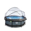 Piscina EXIT Stone &oslash;244x76cm con pompa filtro e copertura - grigio