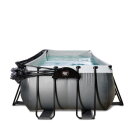 EXIT Black Leather pool 540x250x100cm with sand filter pump and dome - black
