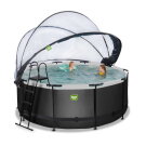 Piscina EXIT Black Leather ø360x122cm con pompa filtro a sabbia e copertura - nero