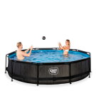Piscina EXIT Black Wood ø360x76cm con pompa filtro - nero