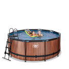 Piscina EXIT Wood &oslash;360x122cm con pompa filtro - marrone