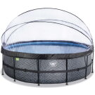Piscina EXIT Stone ø488x122cm con pompa filtro a sabbia e copertura e pompa di calore - grigia
