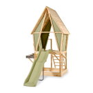 Casetta da gioco per bambini EXIT Yuki 550 con scivolo, cucina giocattolo e sabbiera