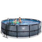 Piscina EXIT Stone ø488x122cm con pompa filtro - grigia