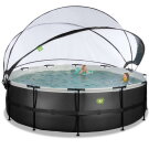 Piscina EXIT Black Leather ø488x122cm con pompa filtro a sabbia e copertura e set accessori - nero