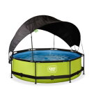 Piscina EXIT Lime &oslash;300x76cm con pompa filtro e pensilina - verde