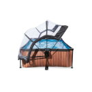 Piscina EXIT Wood 220x150x65cm con pompa filtro e copertura - marrone