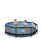 Piscina EXIT Stone &oslash;300x76cm con pompa filtro - grigia