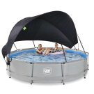 Piscina EXIT Soft Grey ø360x76cm con pompa filtro e pensilina - grigio