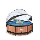 Piscina EXIT Wood &oslash;244x76cm con pompa filtro e copertura - marrone