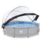 Piscina EXIT Soft Grey &oslash;360x76cm con pompa filtro e copertura - grigio
