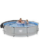 Piscina EXIT Soft Grey ø360x76cm con pompa filtro e pensilina - grigio