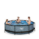 Piscina EXIT Stone &oslash;300x76cm con pompa filtro - grigia