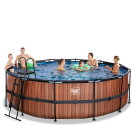 EXIT Wood pool ø450x122cm with filter pump - brown