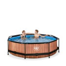 Piscina EXIT Wood ø300x76cm con pompa filtro - marrone