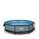 Piscina EXIT Stone ø300x76cm con pompa filtro e copertura - grigio
