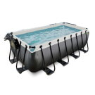 Piscina EXIT Black Leather 400x200x122cm con pompa filtro a sabbia e copertura e set accessori - nero