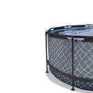 Piscina EXIT Stone ø360x122cm con pompa filtro a sabbia e copertura e pompa di calore - grigio