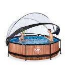 Piscina EXIT Wood &oslash;300x76cm con pompa filtro e copertura - marrone