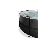 Piscina EXIT Black Leather ø427x122cm con pompa filtro a sabbia e copertura - nero