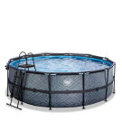 Piscina EXIT Stone ø427x122cm con pompa filtro a sabbia e copertura - grigio