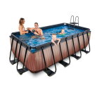 Piscina EXIT Wood 400x200x122cm con pompa filtro - marrone