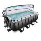 Piscina EXIT Black Leather 400x200x122cm con pompa filtro a sabbia e copertura e set accessori - nero