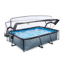 Piscina EXIT Stone 300x200x65cm con pompa filtro e copertura - grigio