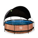 Piscina EXIT Wood &oslash;300x76cm con pompa filtro e pensilina - marrone