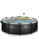 Piscina EXIT Black Leather ø450x122cm con pompa filtro a sabbia e copertura e pompa di calore - nero