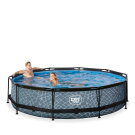 Piscina EXIT Stone ø360x76cm con pompa filtro - grigia