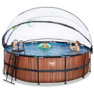 Piscina EXIT Wood &oslash;450x122cm con pompa filtro a sabbia e copertura - marrone