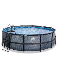 Piscina EXIT Stone ø450x122cm con pompa filtro - grigia