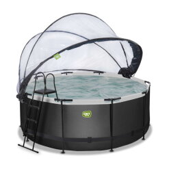 Piscina EXIT Black Leather &oslash;360x122cm con pompa filtro a sabbia e copertura e pompa di calore - nero