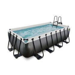 Piscina EXIT Black Leather 400x200x100cm con pompa filtro a sabbia - nero