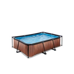 Piscina EXIT Wood 220x150x65cm con pompa filtro - marrone