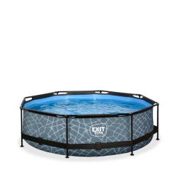 Piscina EXIT Stone ø300x76cm con pompa filtro - grigia