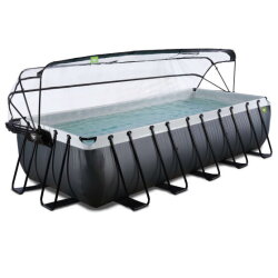 Piscina EXIT Black Leather 540x250x122cm con pompa filtro a sabbia e copertura e pompa di calore - nero